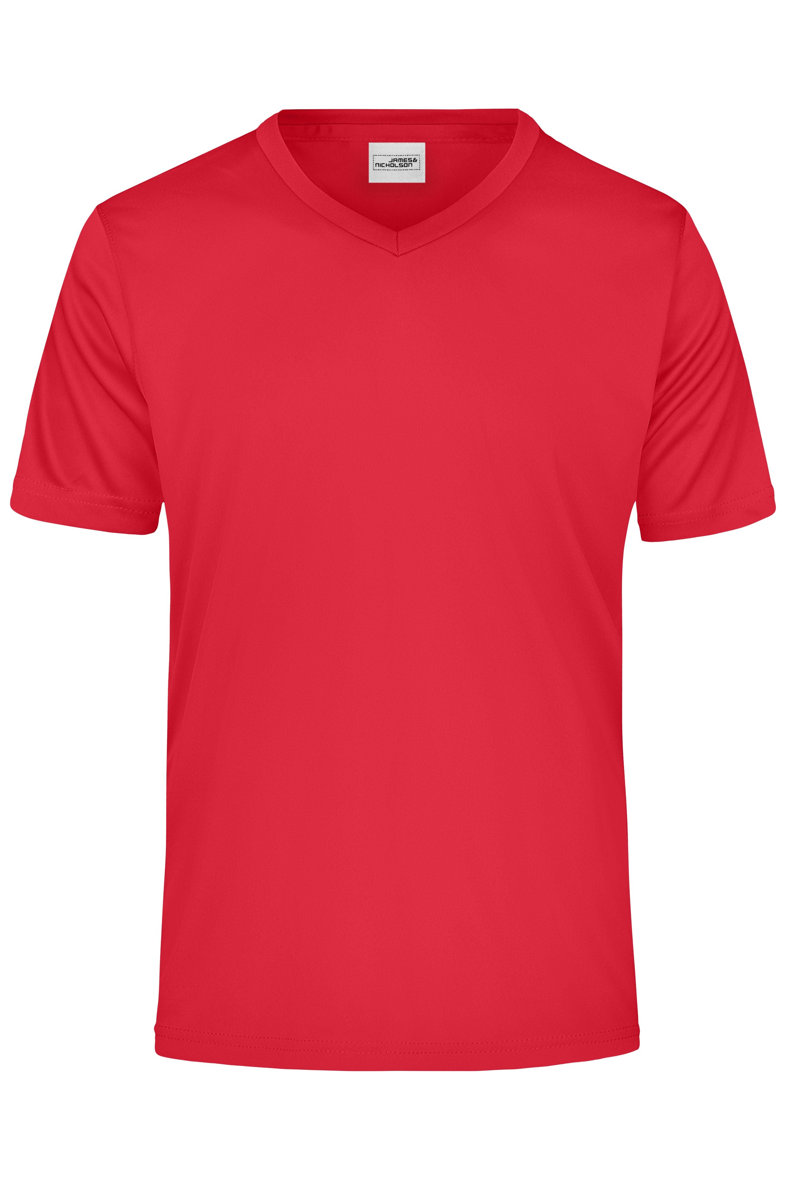 James & Nicholson Herren Sportshirt mit V-Ausschnitt red