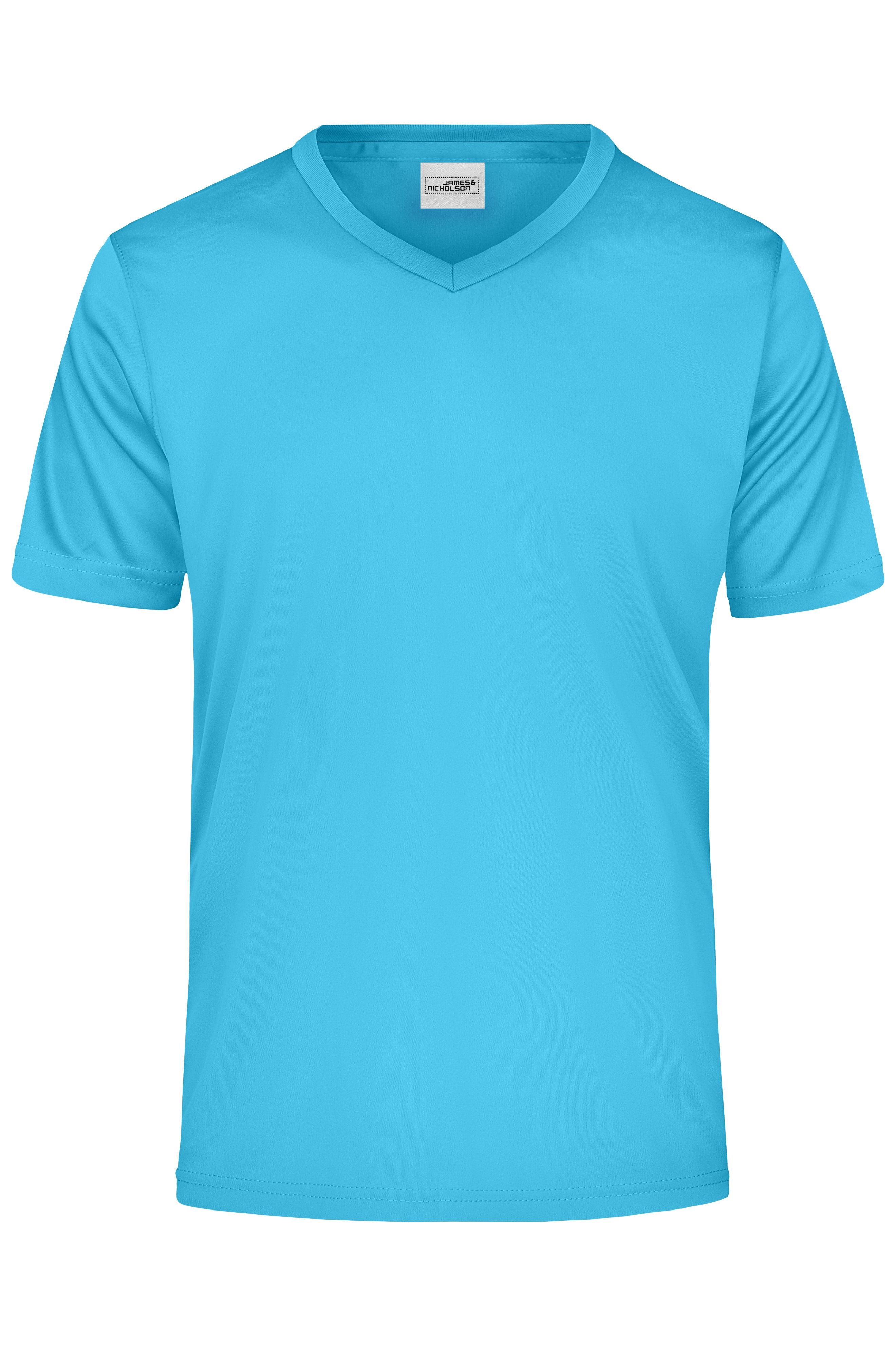 James & Nicholson Herren Sportshirt mit V-Ausschnitt turquoise