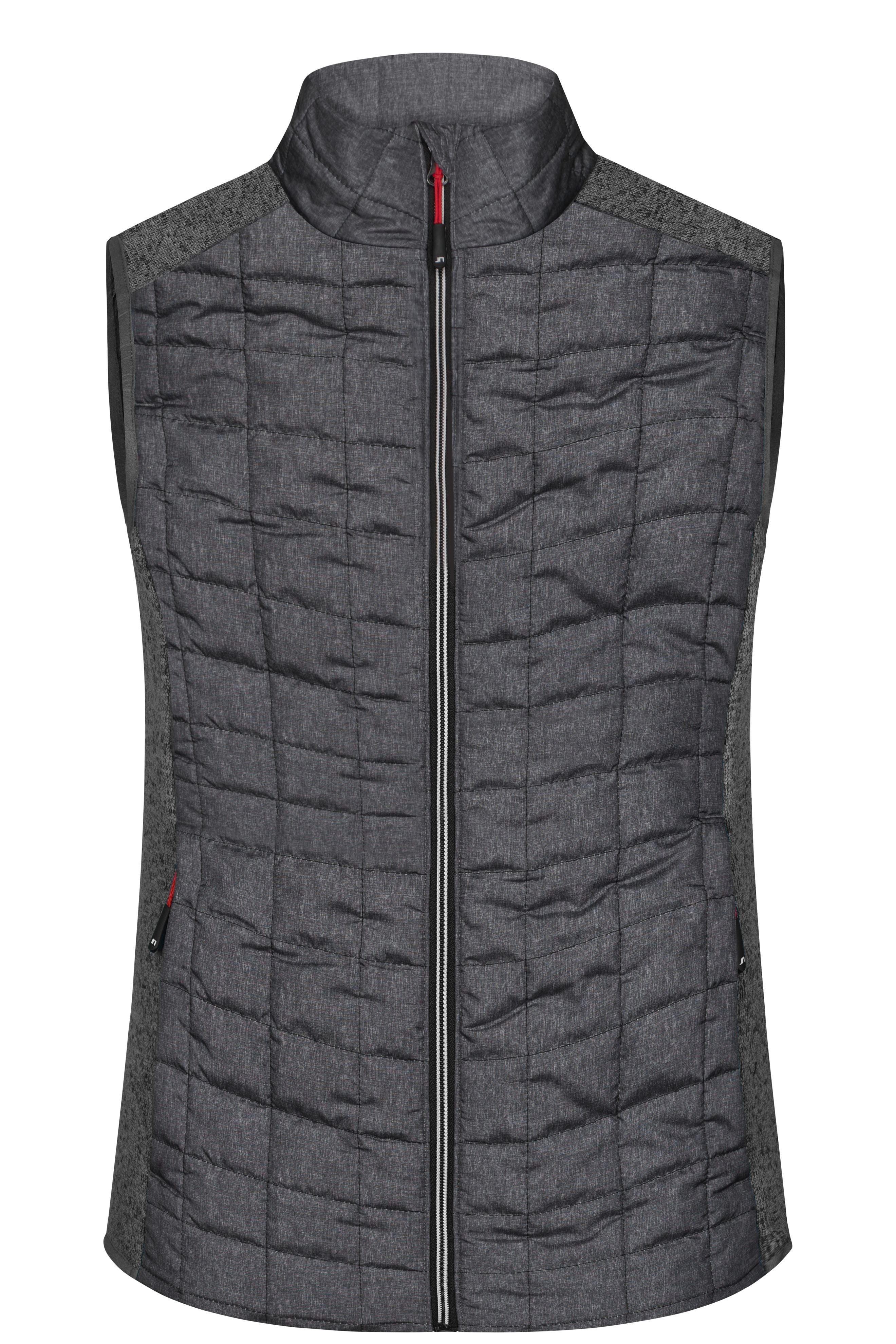 James & Nicholson Damen Melange Strickfleece Hybridweste grey-melange/anthracite-melange
