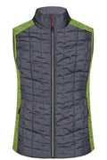 James & Nicholson Damen Melange Strickfleece Hybridweste kiwi-melange/anthracite-melange