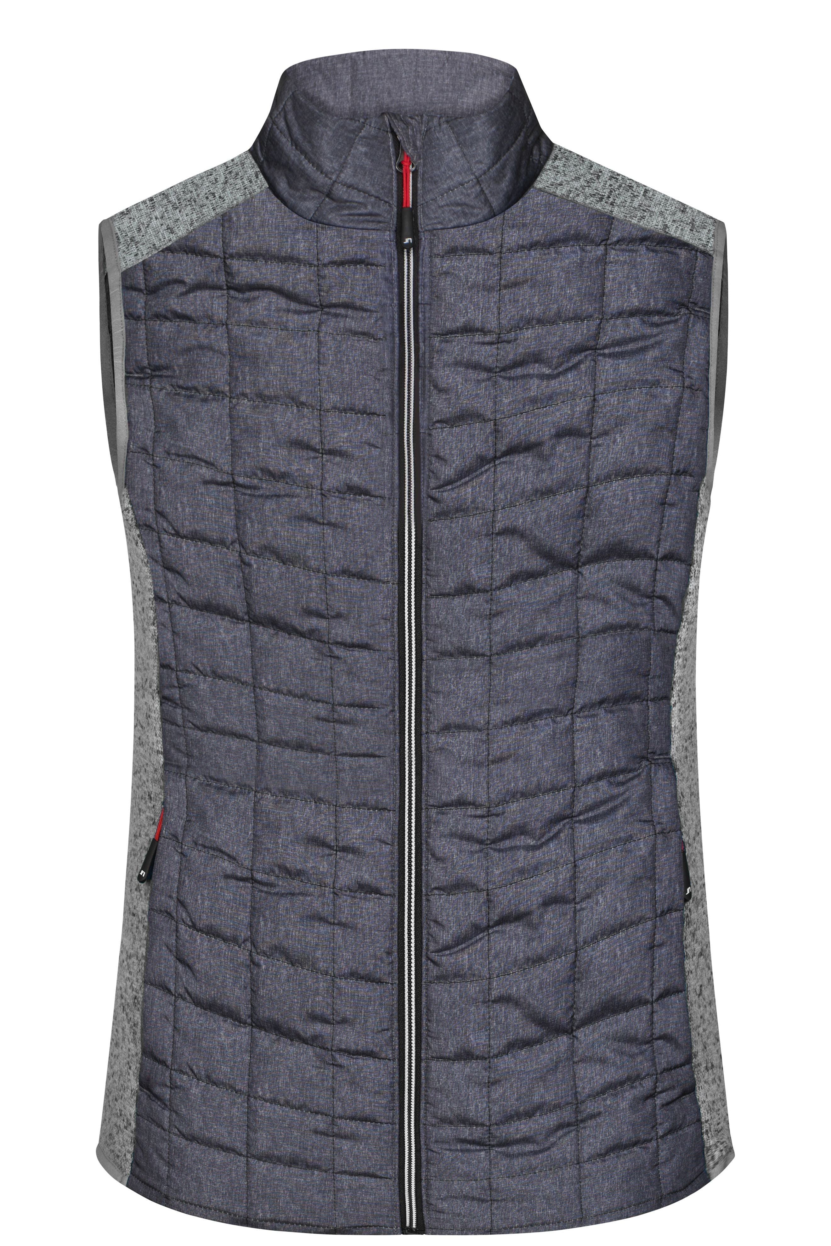 James & Nicholson Damen Melange Strickfleece Hybridweste light-melange/anthracite-melange