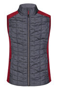 James & Nicholson Damen Melange Strickfleece Hybridweste red-melange/anthracite-melange