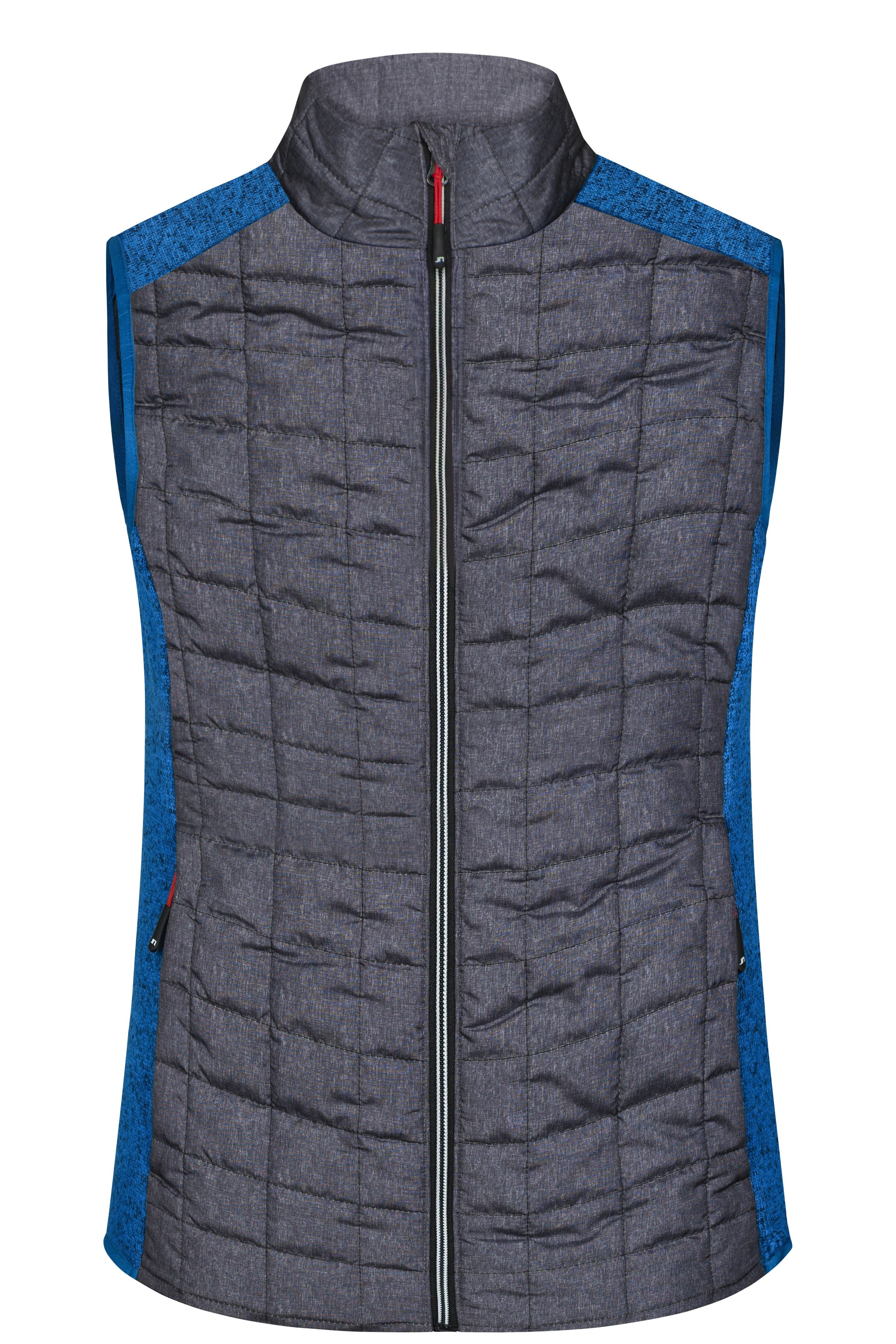 James & Nicholson Damen Melange Strickfleece Hybridweste royal-melange/anthracite-melange