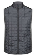 James & Nicholson Herren Melange Strickfleece Hybridweste grey-melange/anthracite-melange