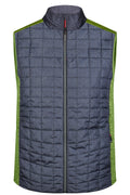 James & Nicholson Herren Melange Strickfleece Hybridweste kiwi-melange/anthracite-melange