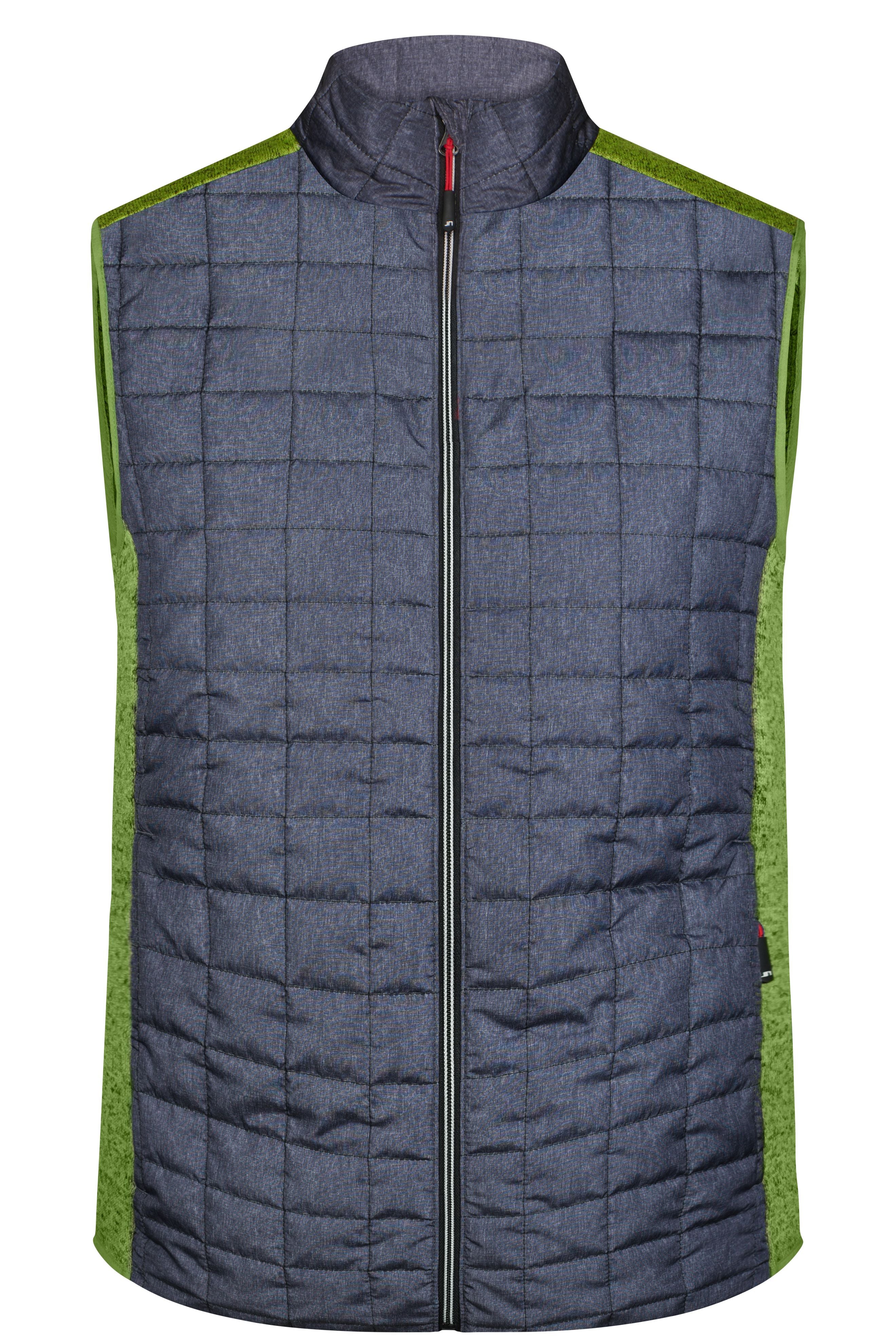 James & Nicholson Herren Melange Strickfleece Hybridweste kiwi-melange/anthracite-melange