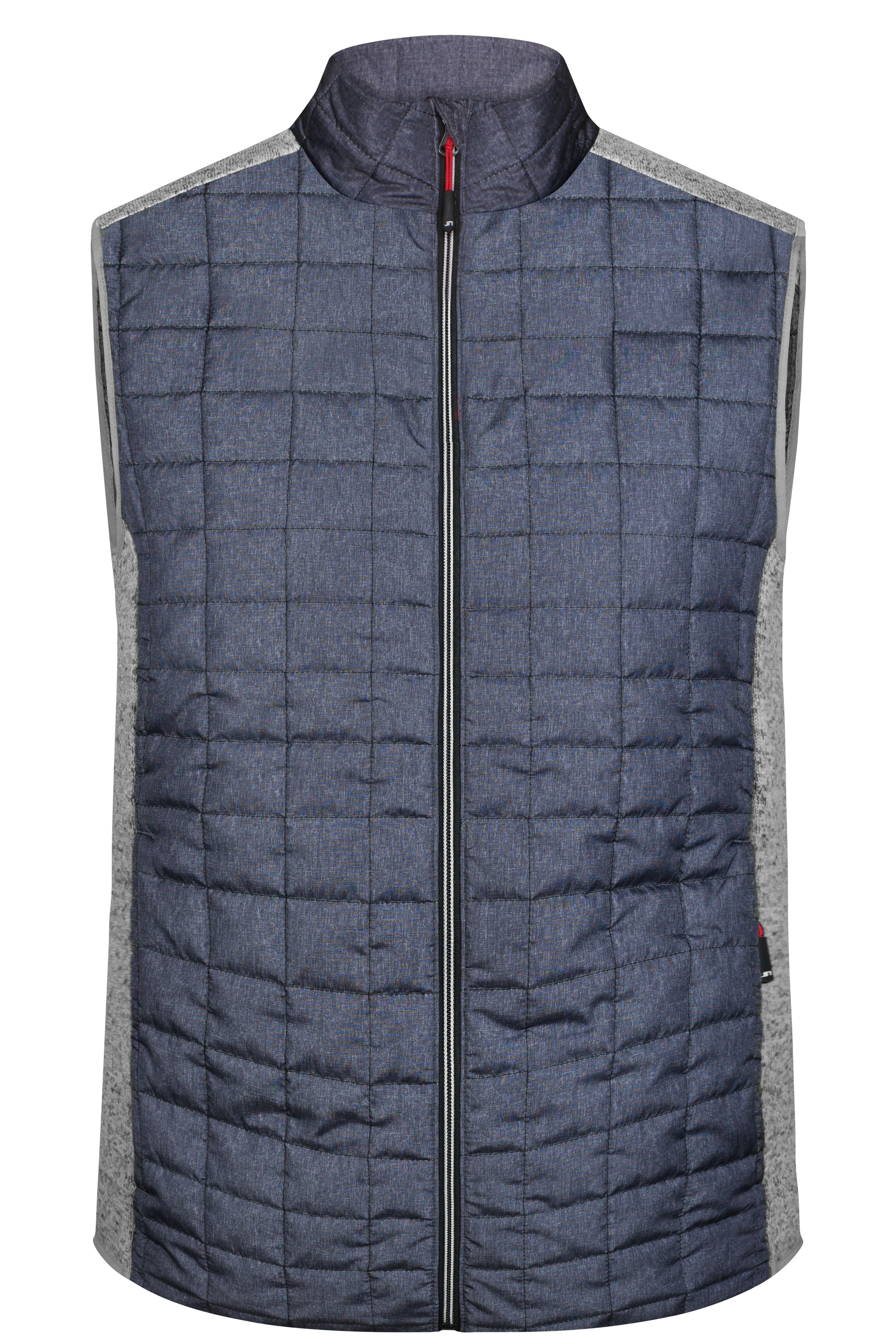 James & Nicholson Herren Melange Strickfleece Hybridweste light-melange/anthracite-melange