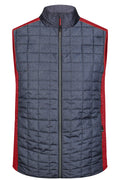 James & Nicholson Herren Melange Strickfleece Hybridweste red-melange/anthracite-melange
