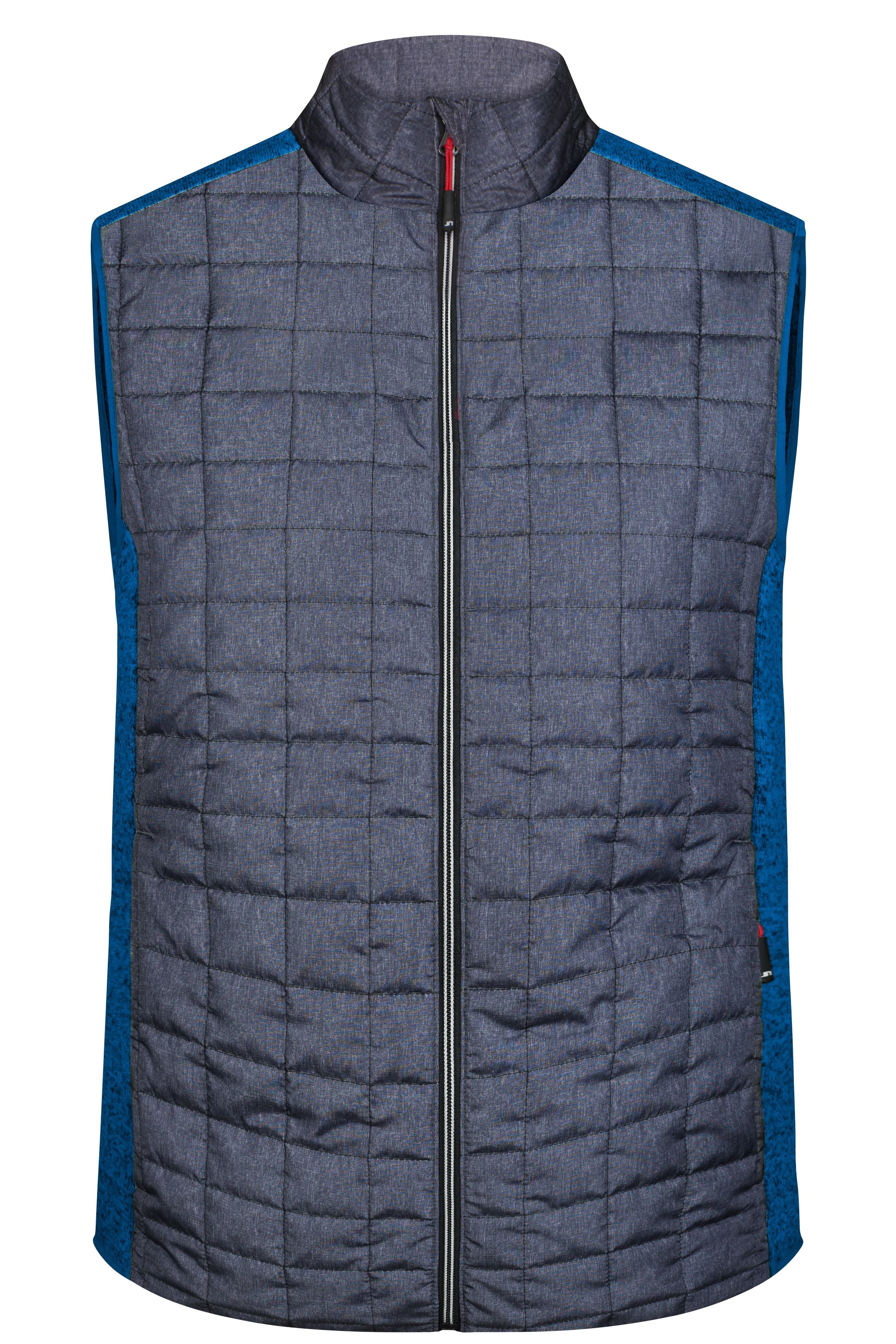 James & Nicholson Herren Melange Strickfleece Hybridweste royal-melange/anthracite-melange