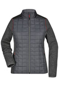 James & Nicholson Damen Melange Strickfleece Hybridjacke grey-melange/anthracite-melange