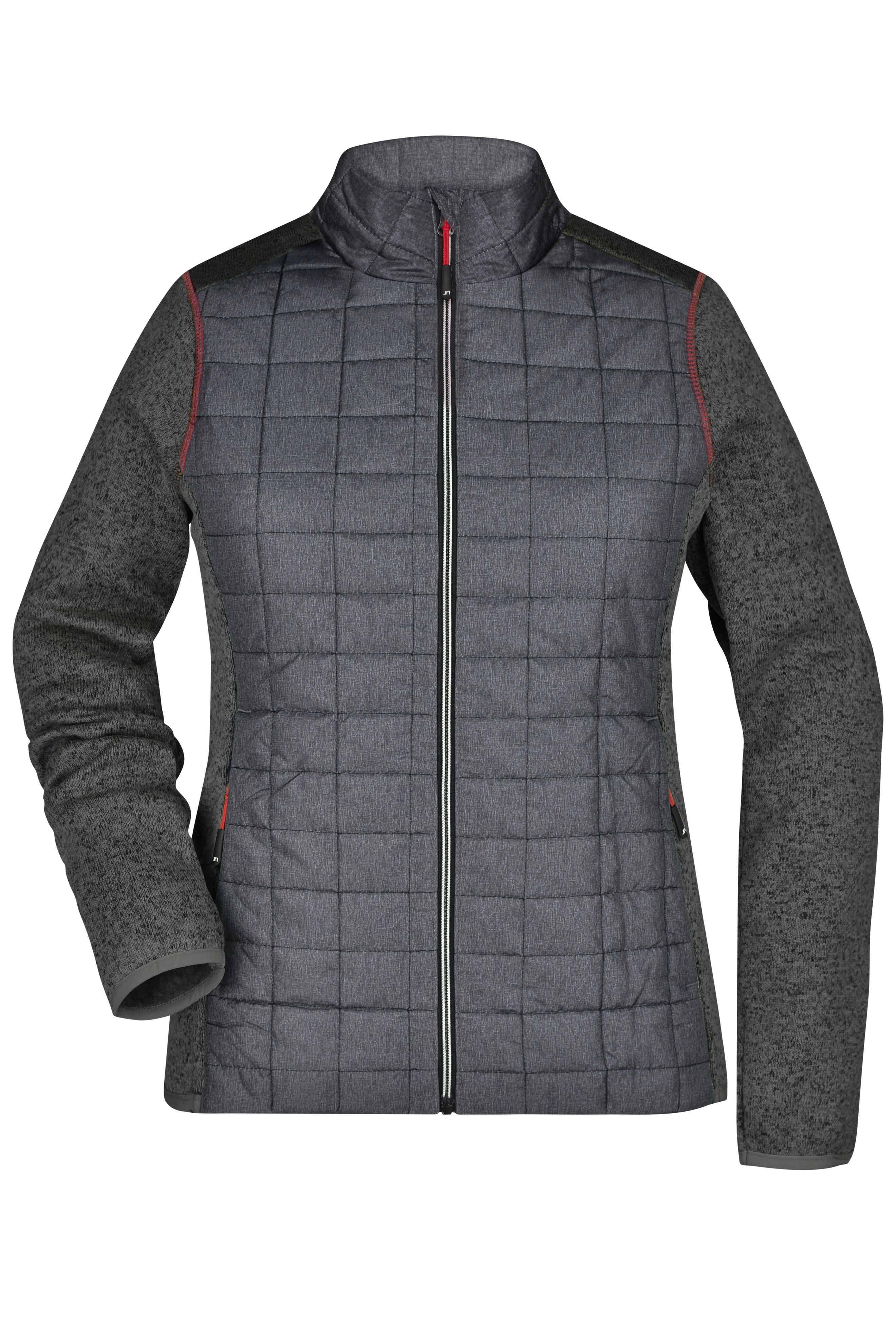 James & Nicholson Damen Melange Strickfleece Hybridjacke grey-melange/anthracite-melange