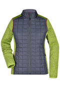 James & Nicholson Damen Melange Strickfleece Hybridjacke kiwi-melange/anthracite-melange