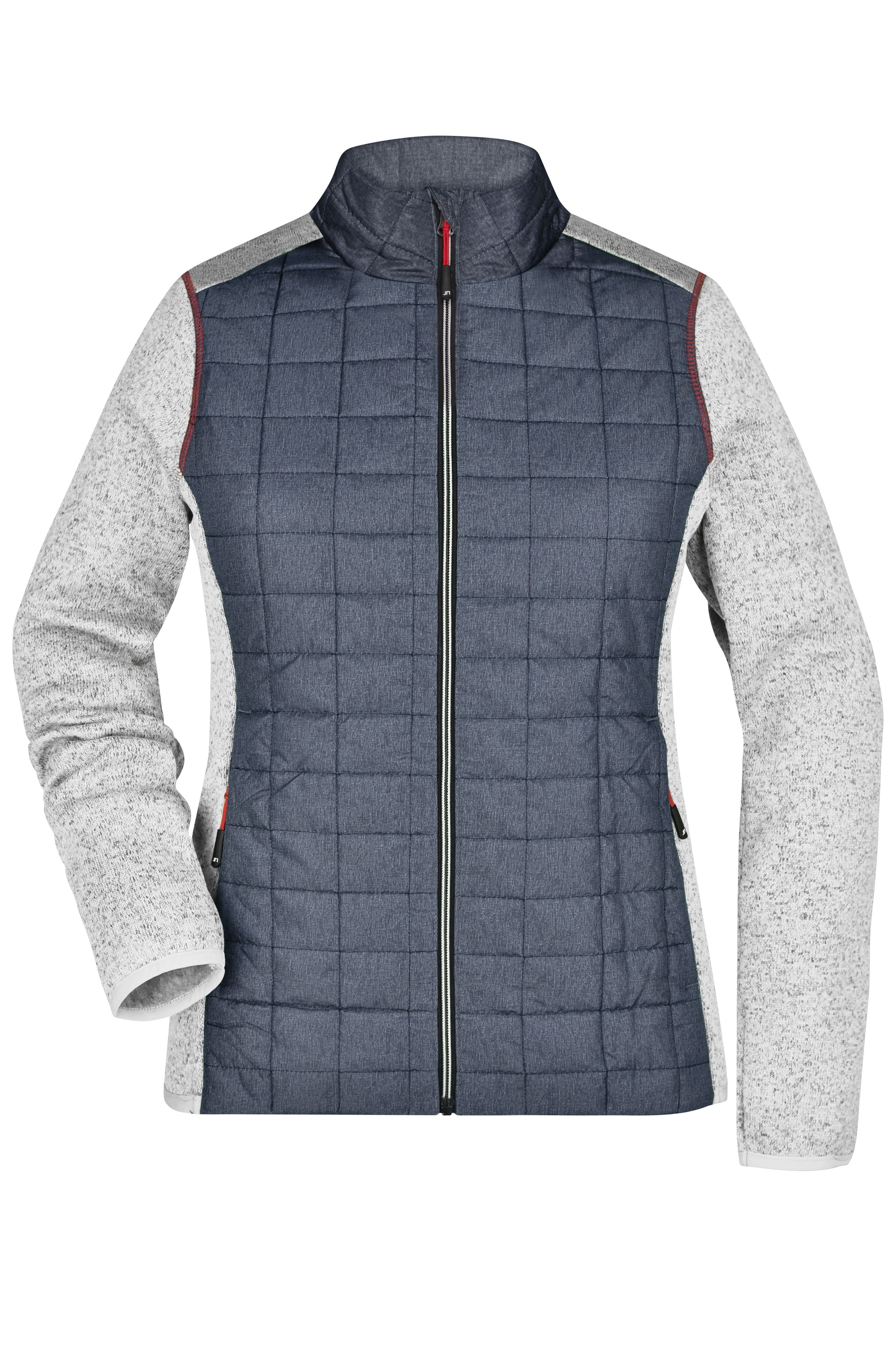 James & Nicholson Damen Melange Strickfleece Hybridjacke light-melange/anthracite-melange