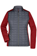 James & Nicholson Damen Melange Strickfleece Hybridjacke red-melange/anthracite-melange