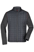 James & Nicholson Herren Melange Strickfleece Hybridjacke grey-melange/anthracite-melange