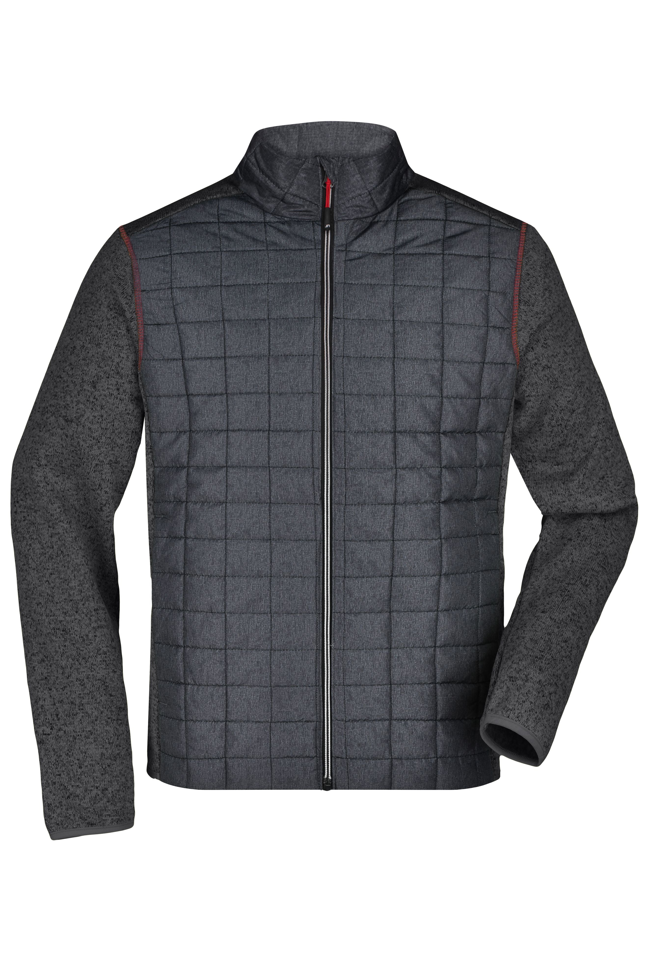 James & Nicholson Herren Melange Strickfleece Hybridjacke grey-melange/anthracite-melange