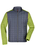 James & Nicholson Herren Melange Strickfleece Hybridjacke kiwi-melange/anthracite-melange
