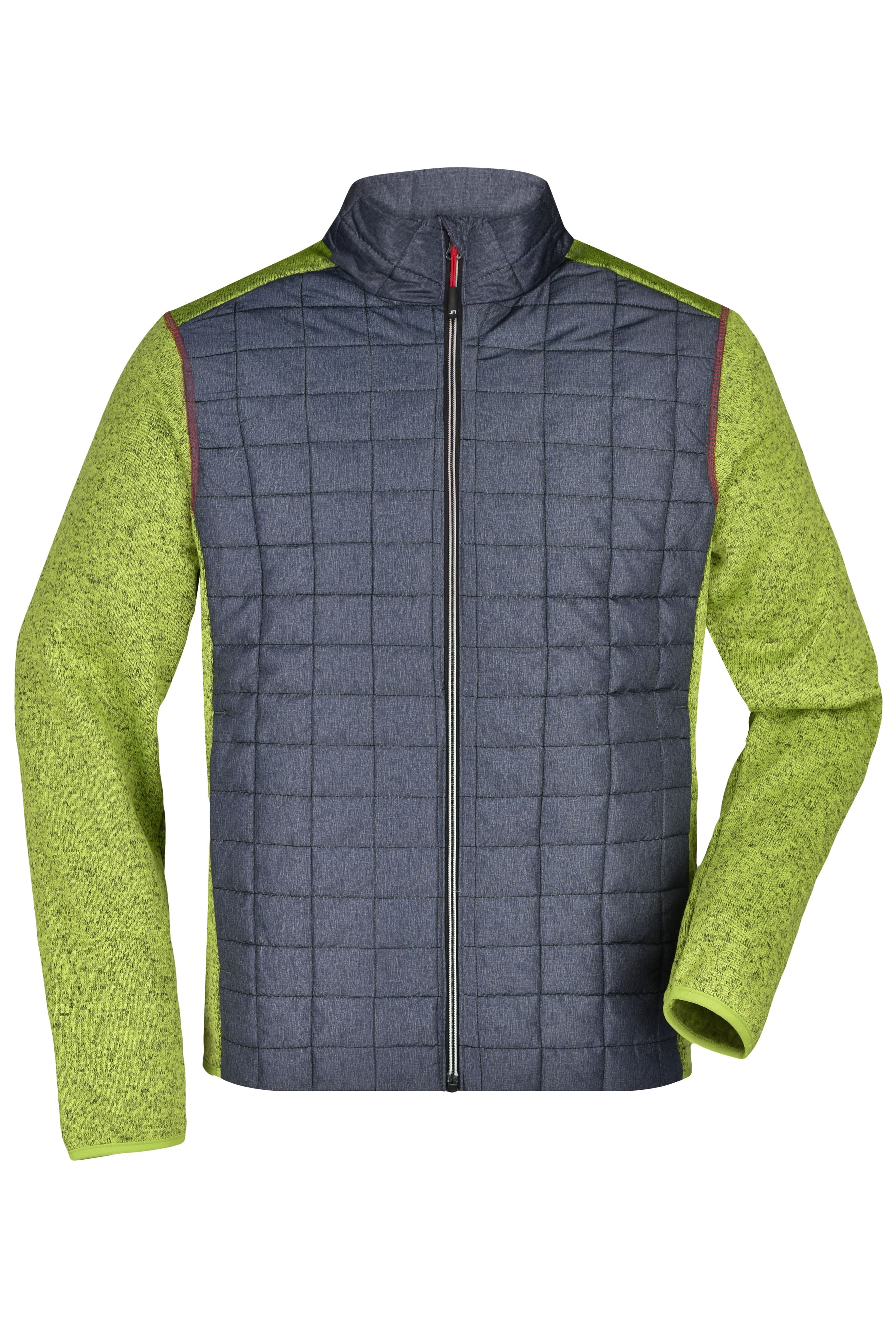 James & Nicholson Herren Melange Strickfleece Hybridjacke kiwi-melange/anthracite-melange