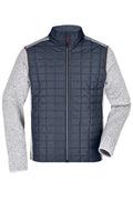 James & Nicholson Herren Melange Strickfleece Hybridjacke light-melange/anthracite-melange