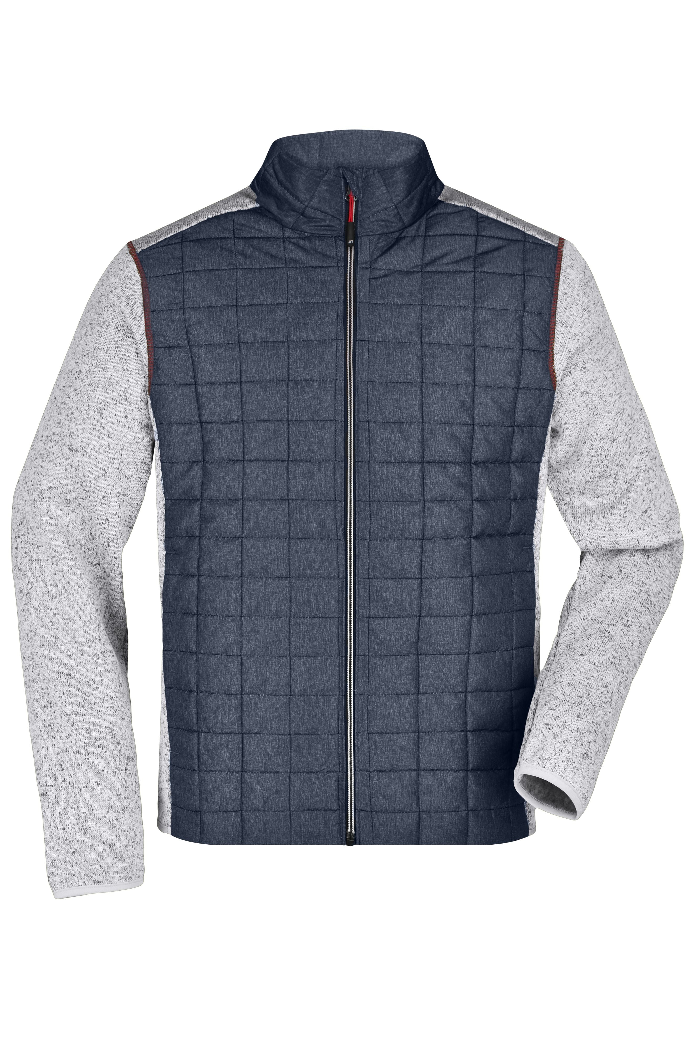 James & Nicholson Herren Melange Strickfleece Hybridjacke light-melange/anthracite-melange