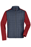 James & Nicholson Herren Melange Strickfleece Hybridjacke red-melange/anthracite-melange