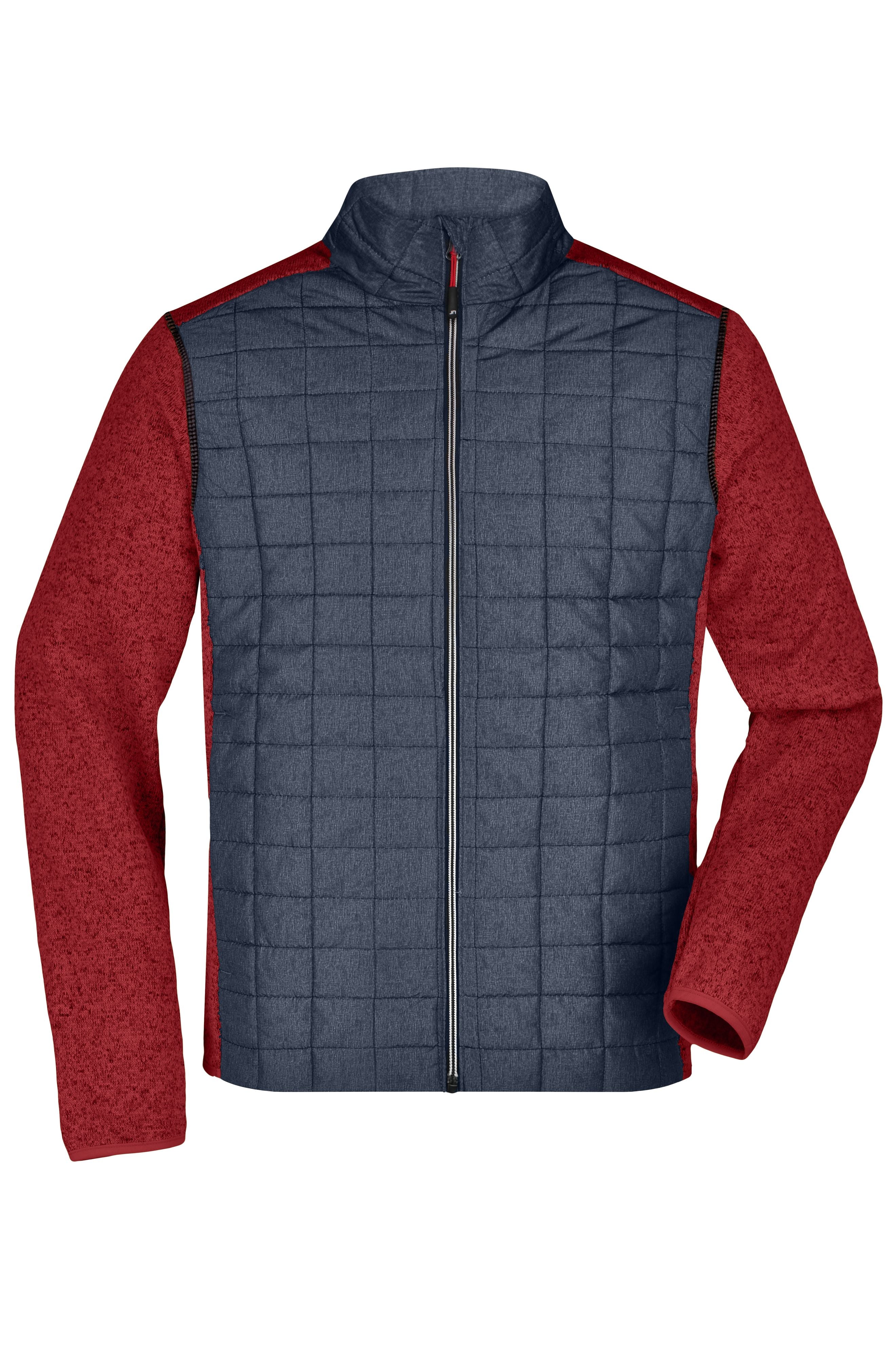 James & Nicholson Herren Melange Strickfleece Hybridjacke red-melange/anthracite-melange