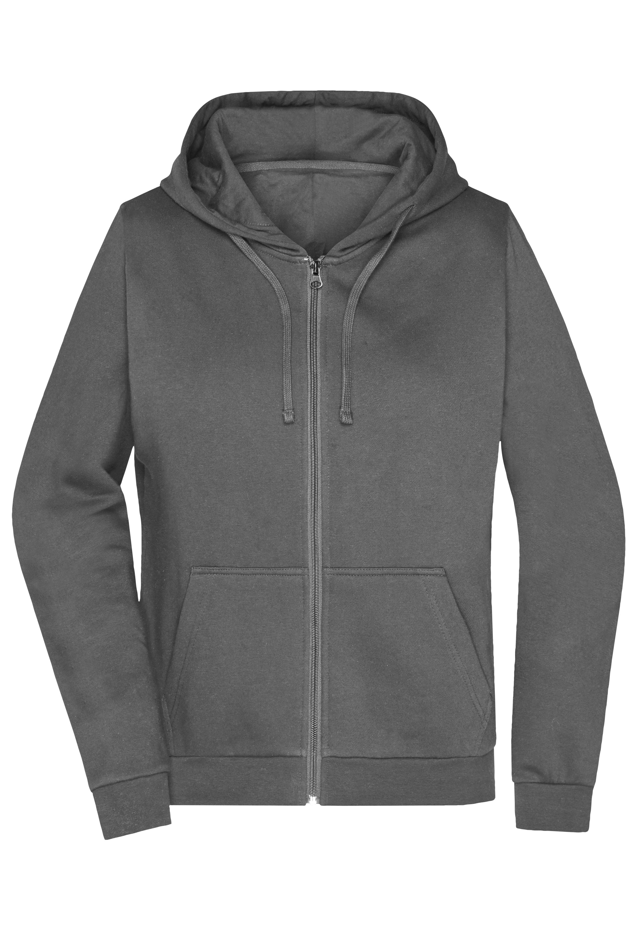 James & Nicholson Damen Basic Kapuzen-Sweatjacke dark-grey