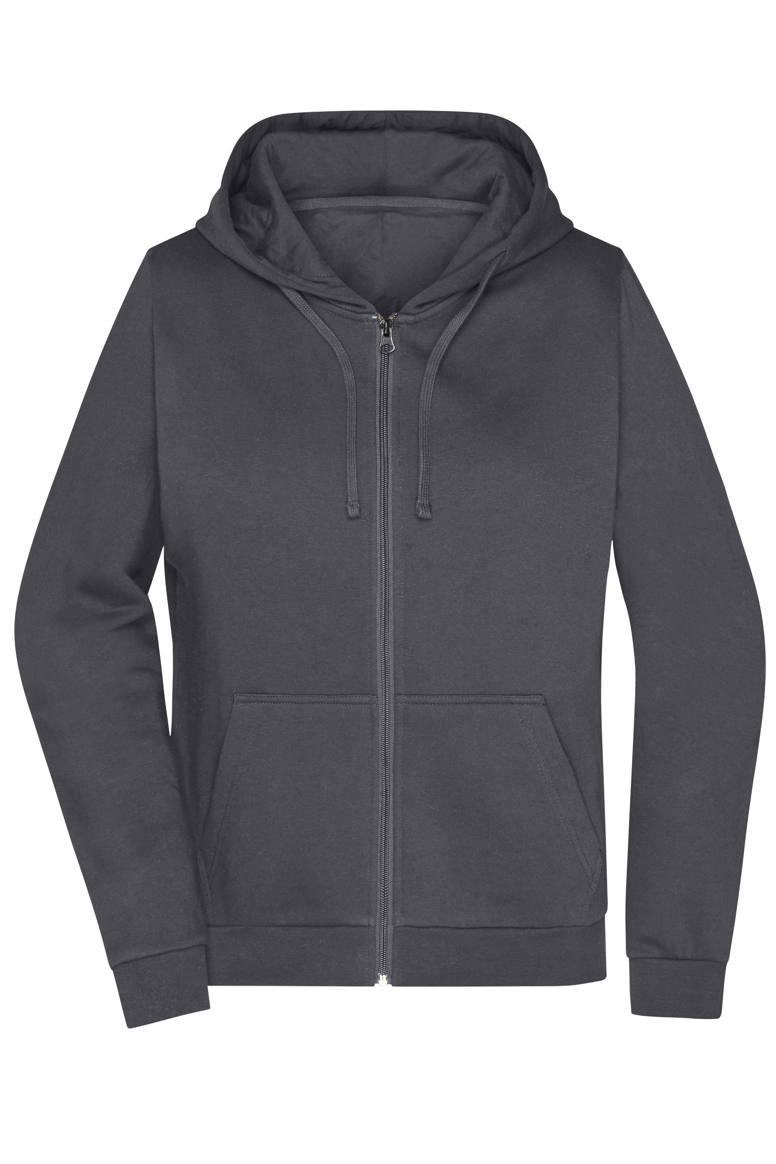 James & Nicholson Damen Basic Kapuzen-Sweatjacke graphite