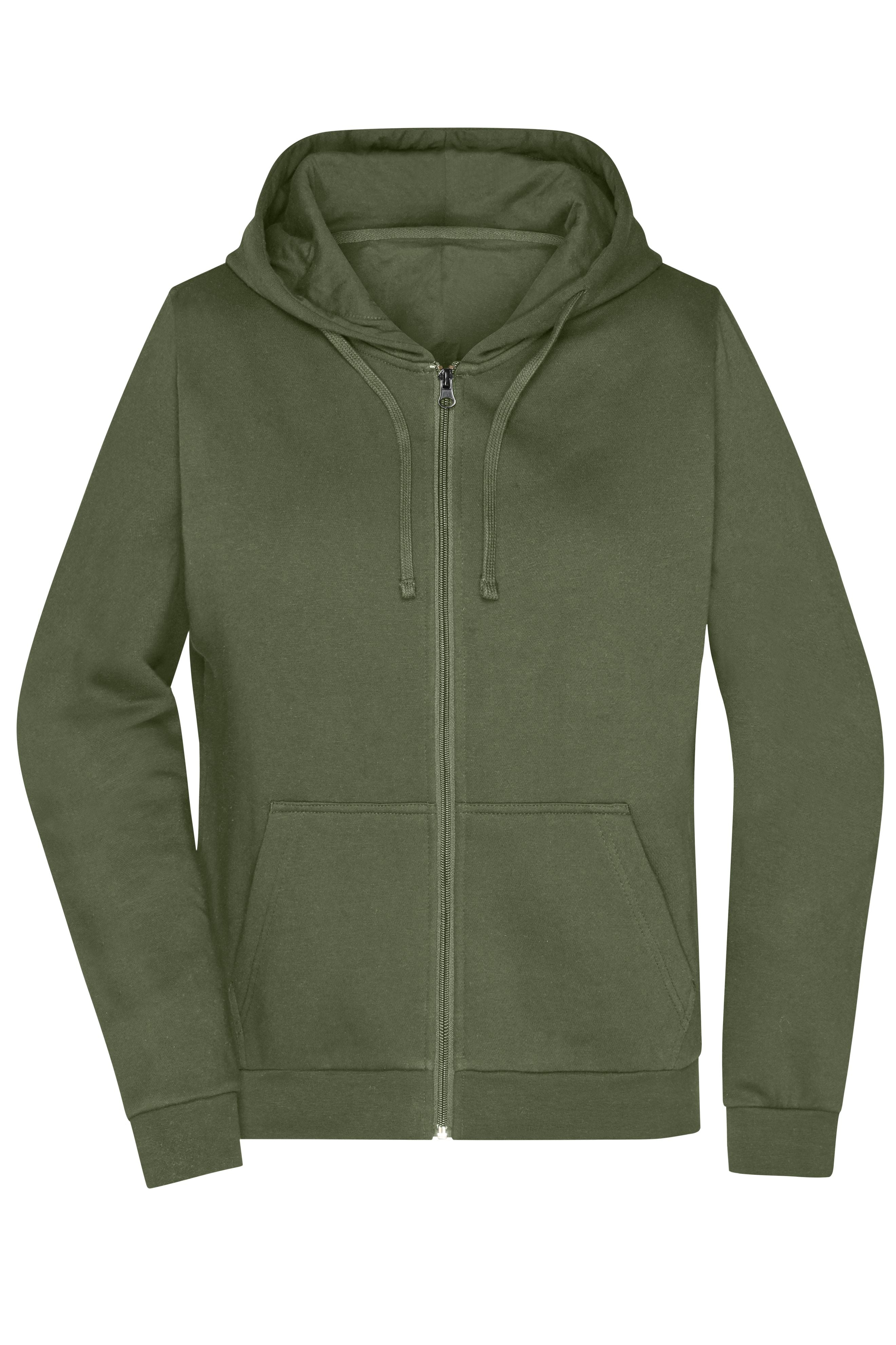 James & Nicholson Damen Basic Kapuzen-Sweatjacke olive