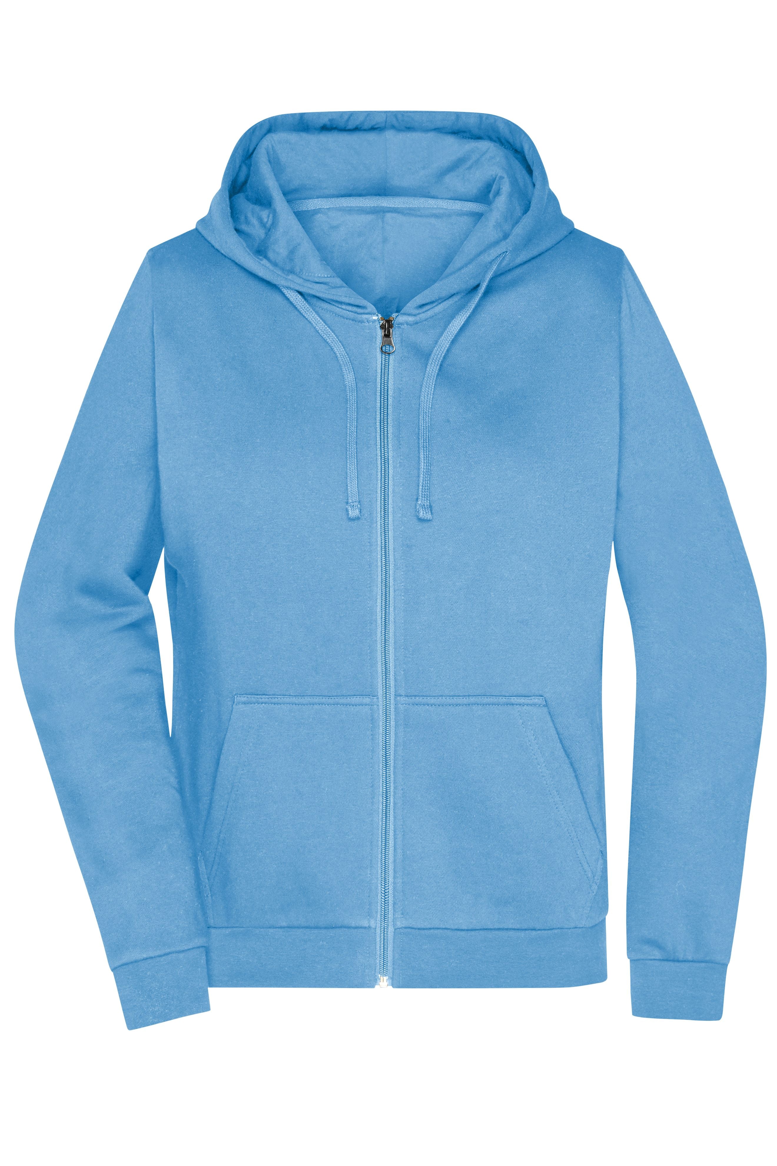 James & Nicholson Damen Basic Kapuzen-Sweatjacke sky-blue