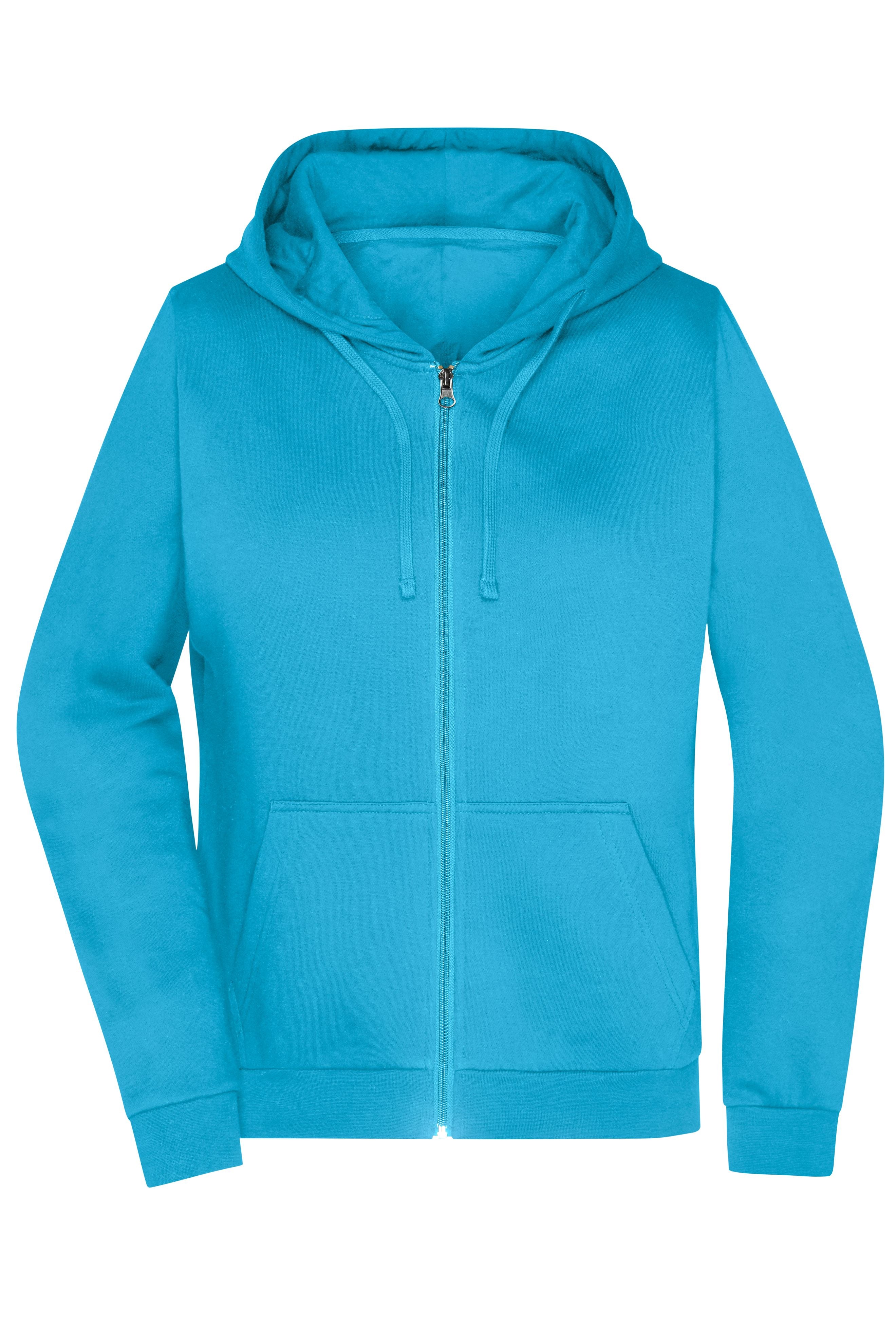 James & Nicholson Damen Basic Kapuzen-Sweatjacke turquoise