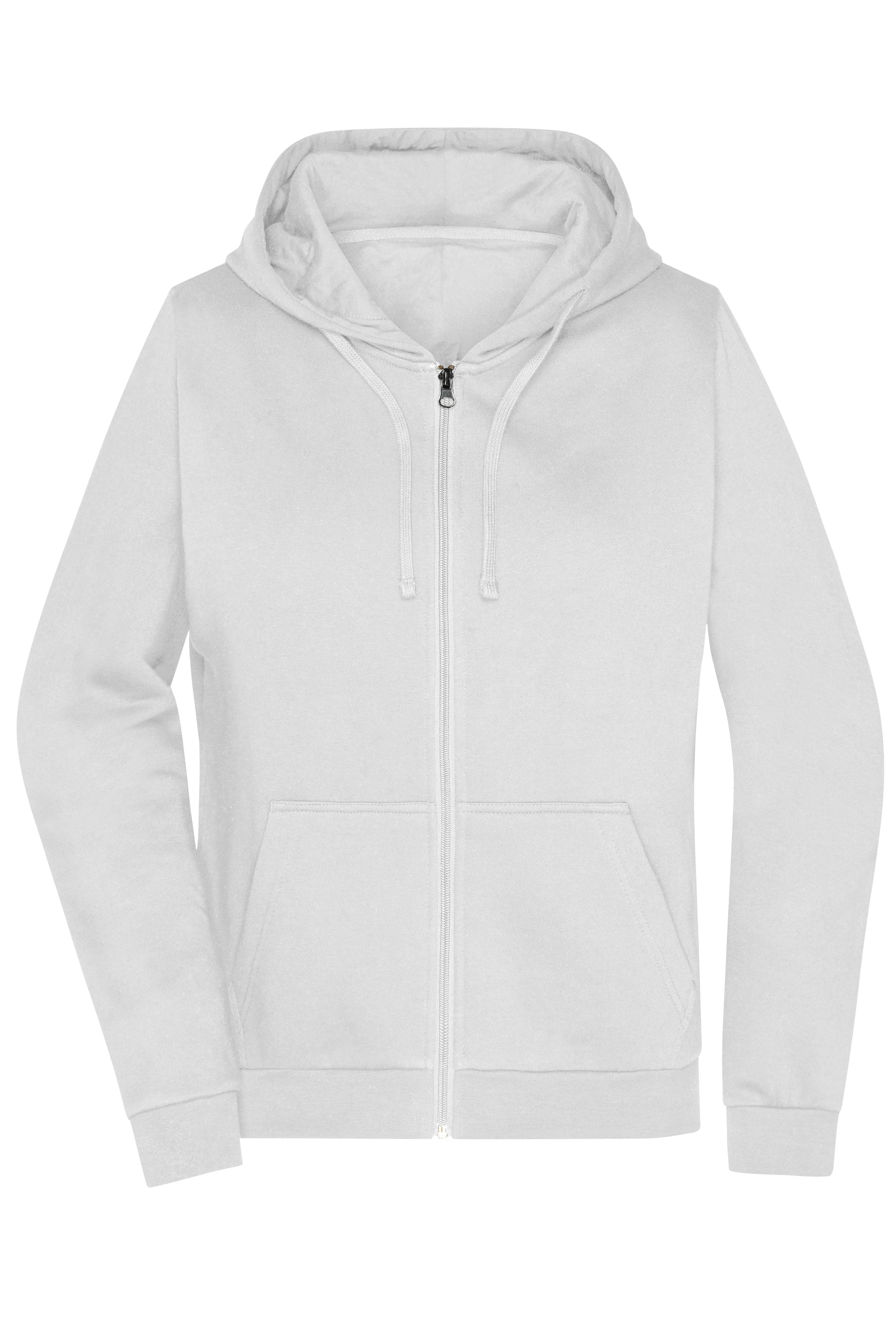 James & Nicholson Damen Basic Kapuzen-Sweatjacke white