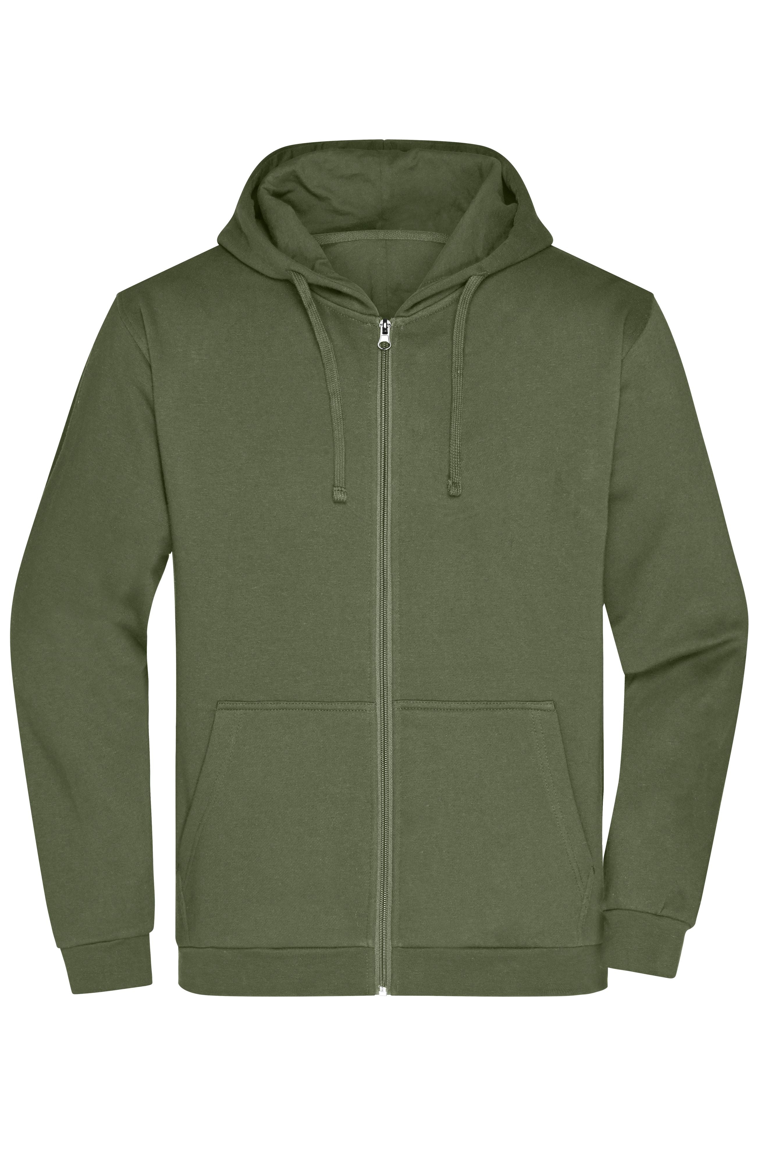 James & Nicholson Herren Basic Kapuzen-Sweatjacke olive
