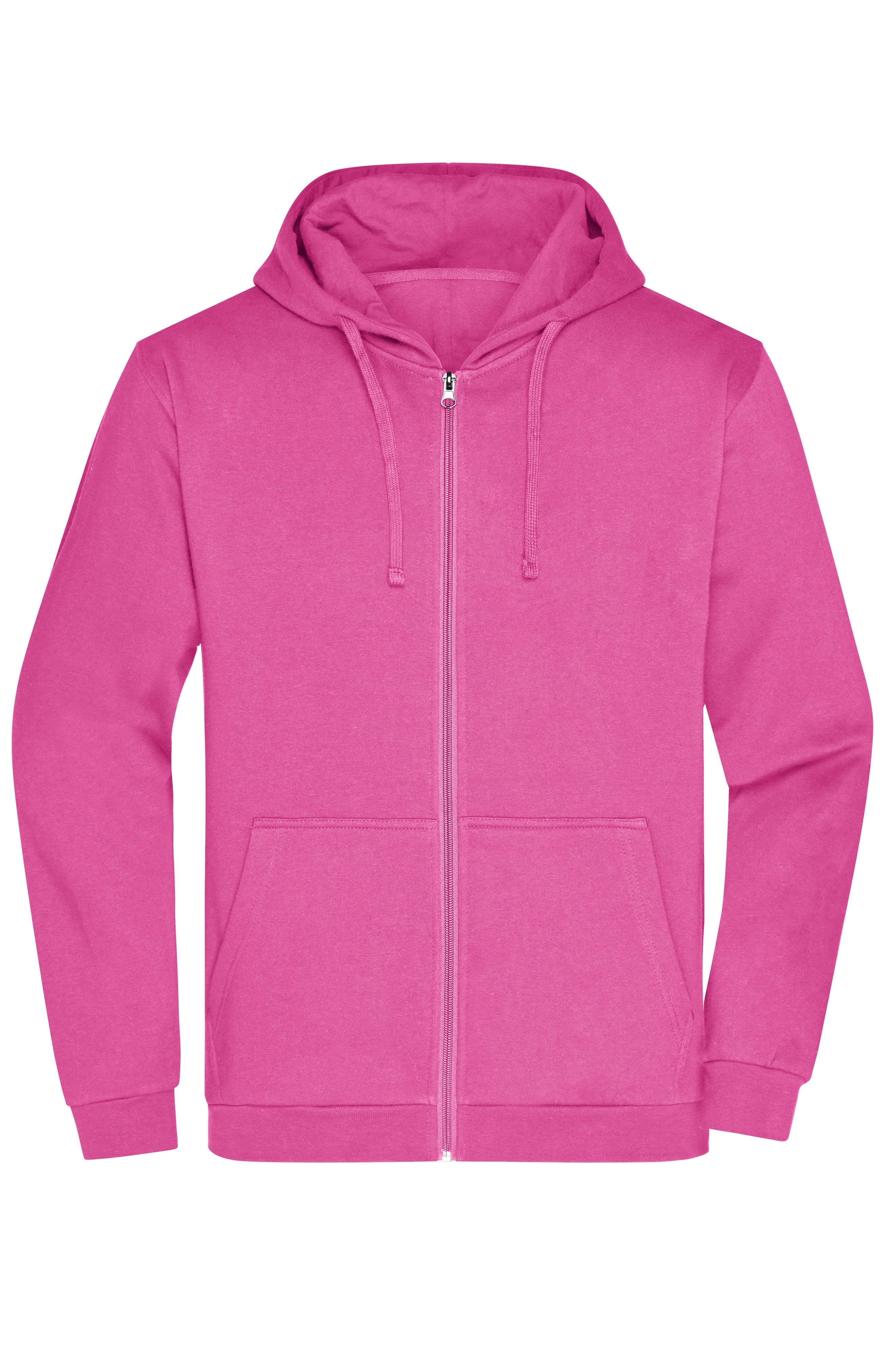 James & Nicholson Herren Basic Kapuzen-Sweatjacke pink