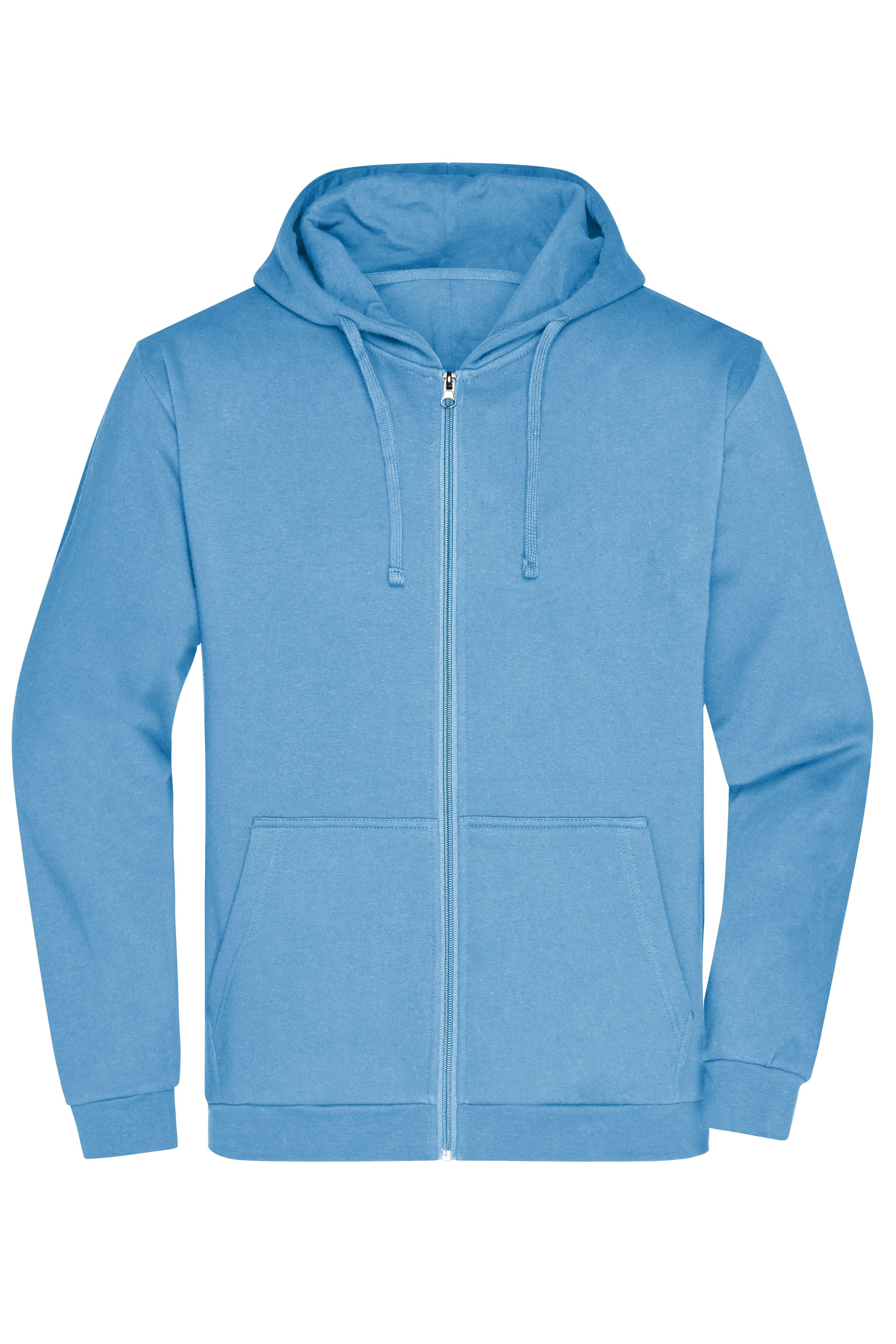 James & Nicholson Herren Basic Kapuzen-Sweatjacke sky-blue