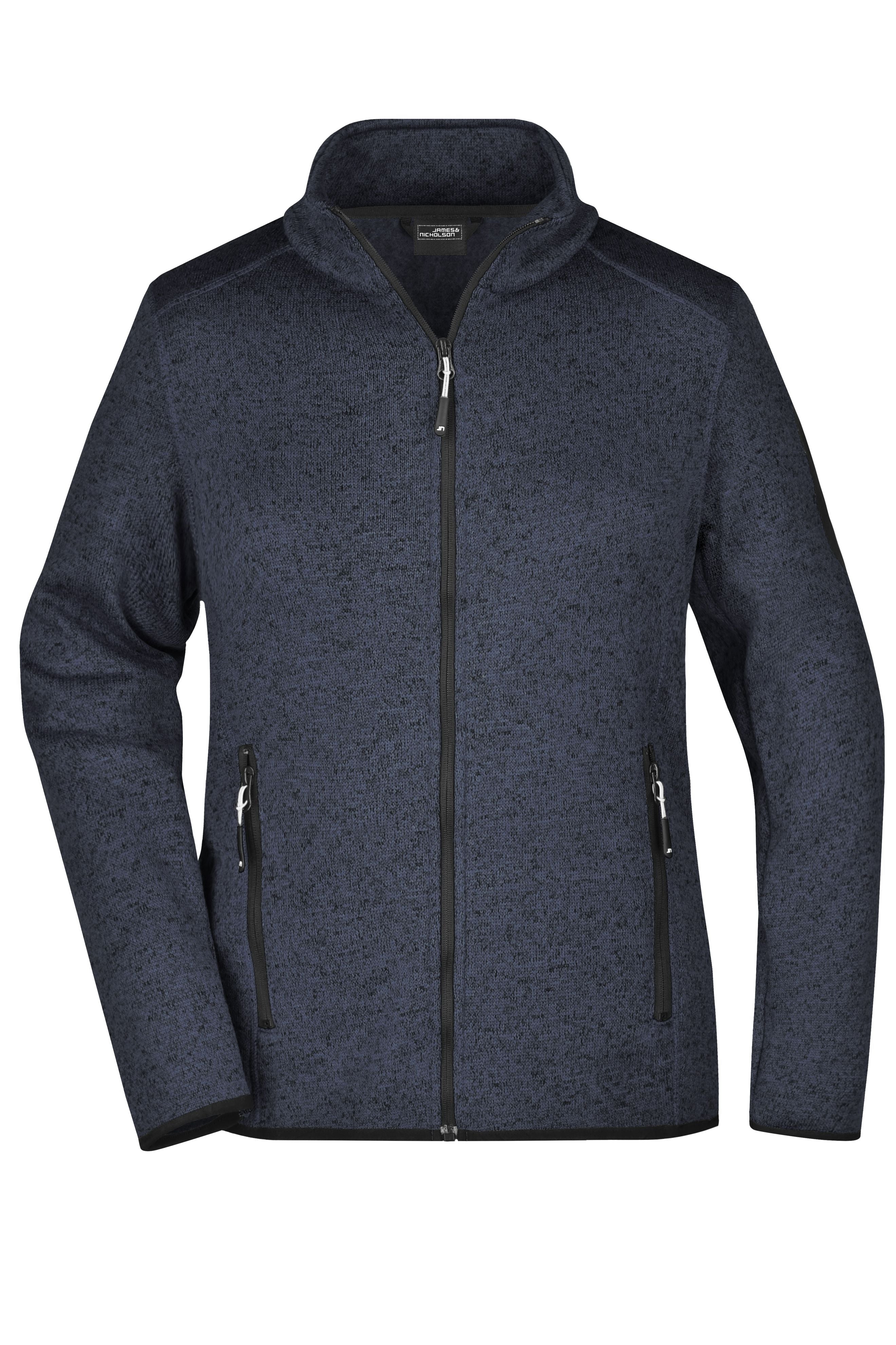 James & Nicholson Damen Fleece Strickjacke dark-grey-melange/silver