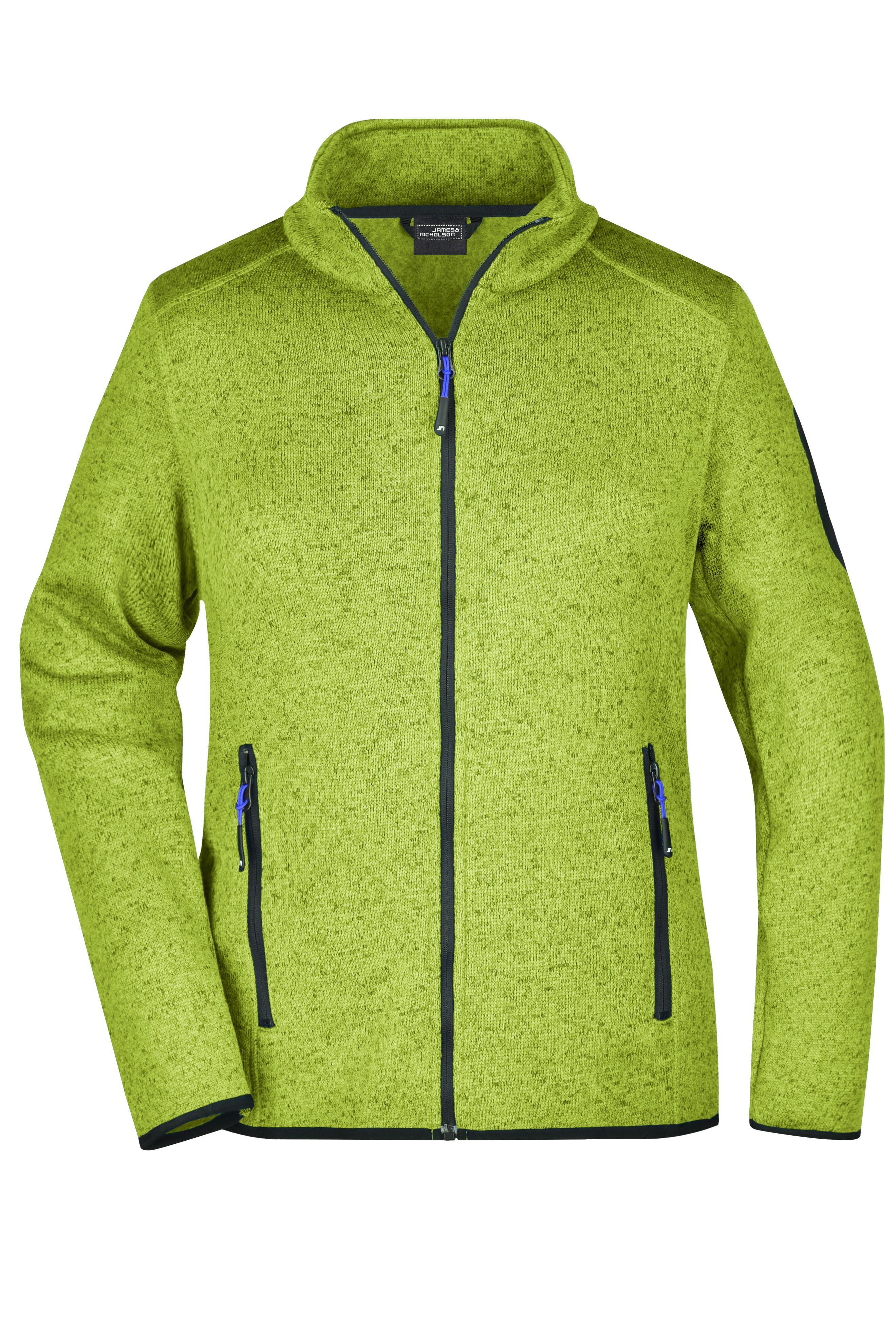 James & Nicholson Damen Fleece Strickjacke kiwi-melange/royal