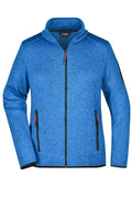 James & Nicholson Damen Fleece Strickjacke royal-melange/red
