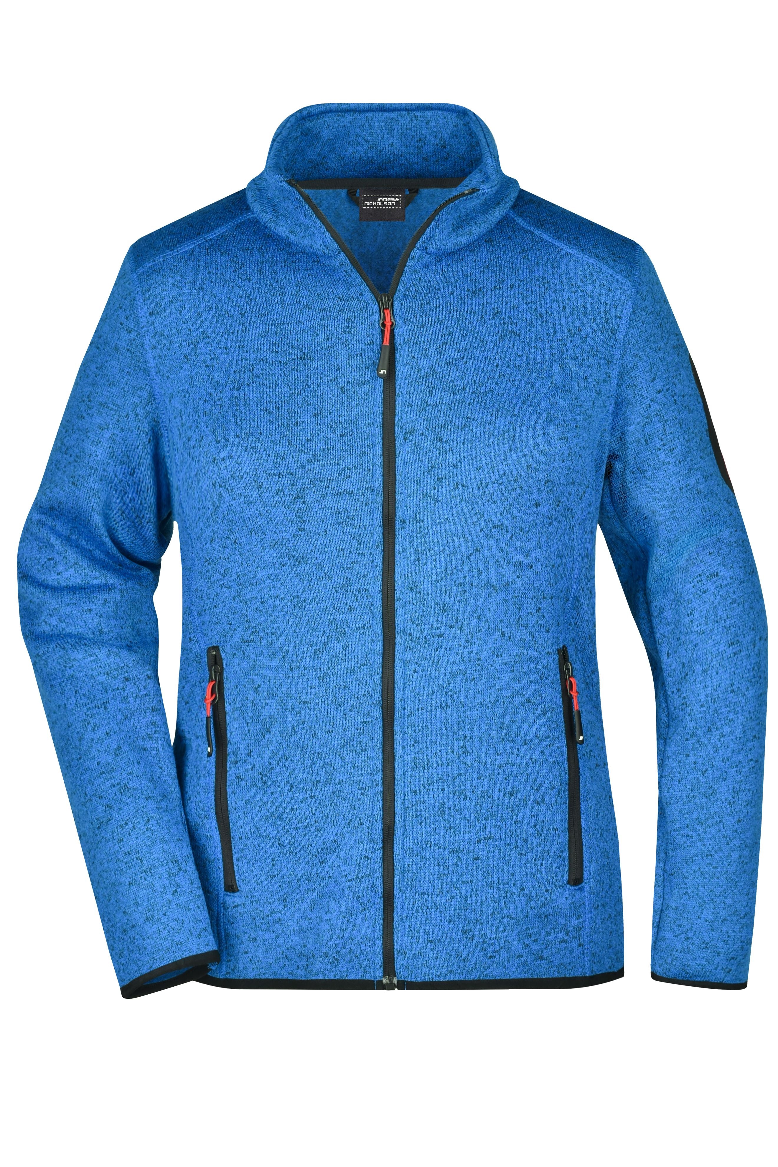 James & Nicholson Damen Fleece Strickjacke royal-melange/red