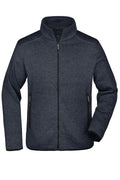 James & Nicholson Herren Fleece Strickjacke dark-grey-melange/silver