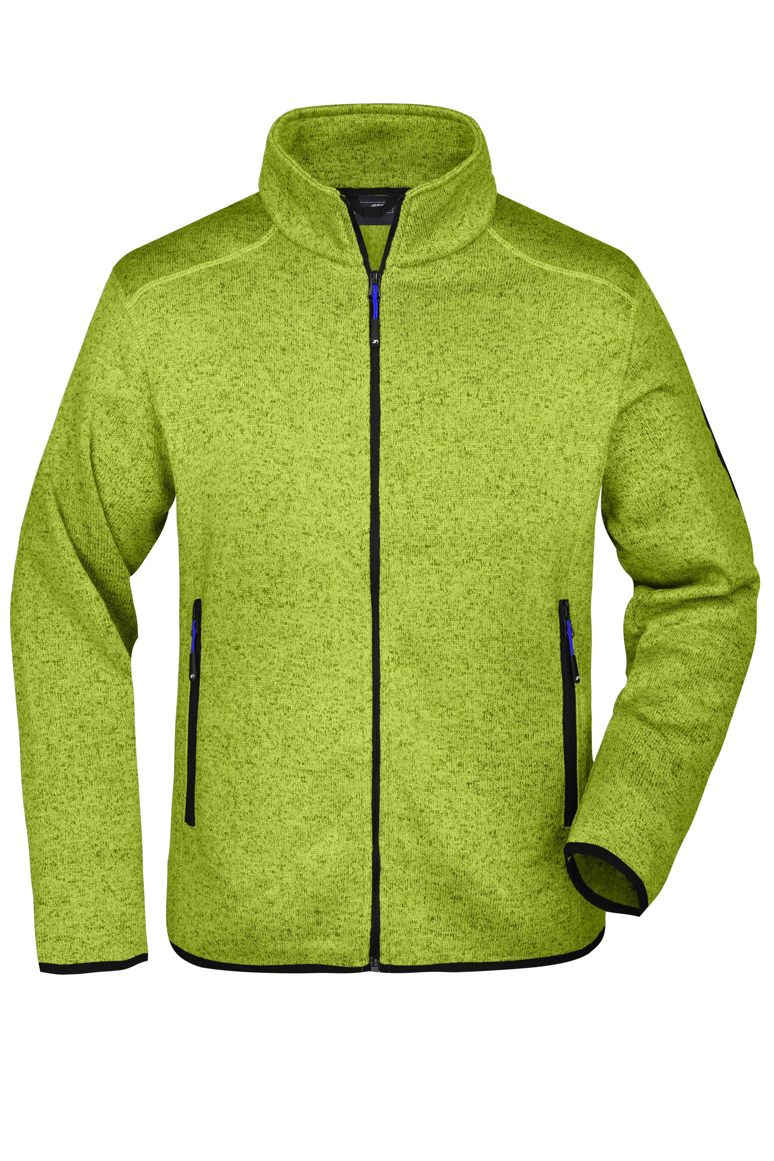 James & Nicholson Herren Fleece Strickjacke kiwi-melange/royal
