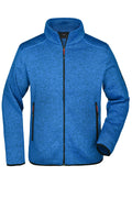 James & Nicholson Herren Fleece Strickjacke royal-melange/red