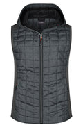 James & Nicholson Damen Strickfleece Hybridweste grey-melange/anthracite-melange