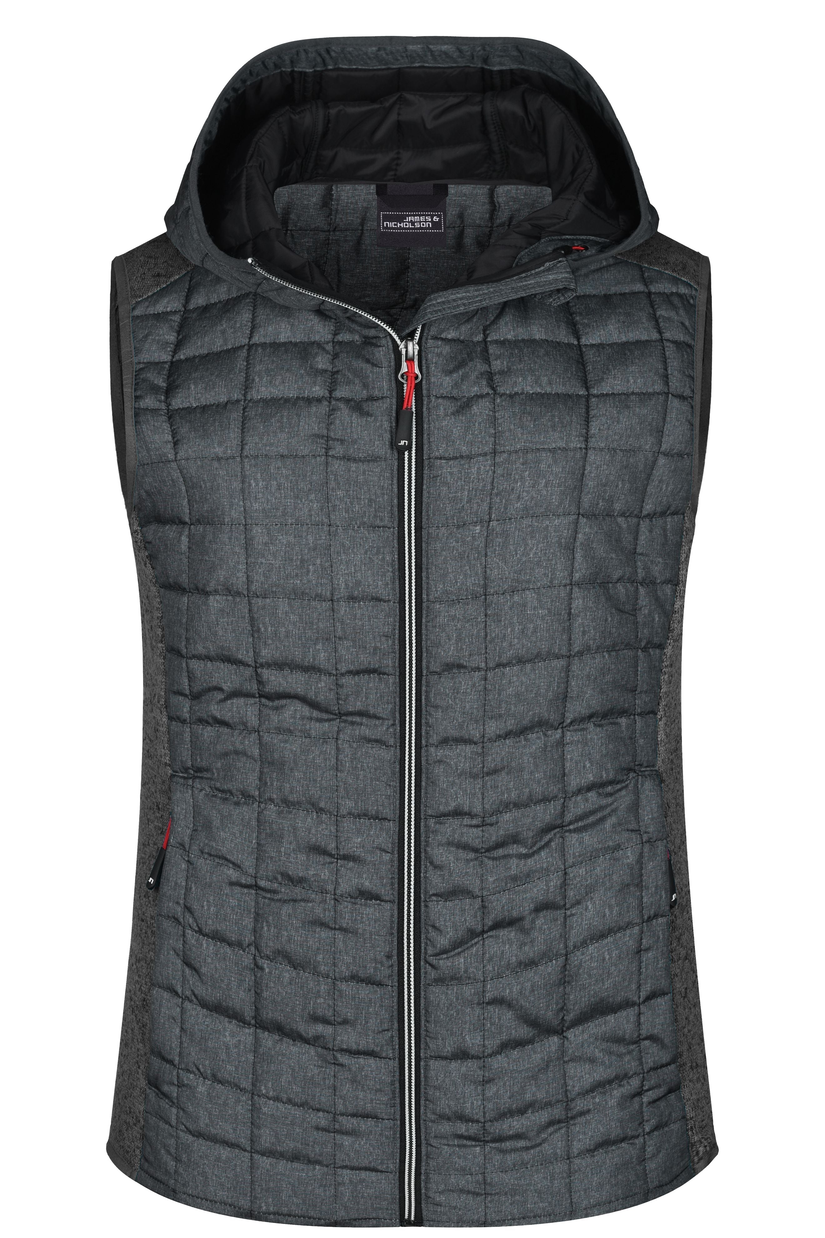 James & Nicholson Damen Strickfleece Hybridweste grey-melange/anthracite-melange