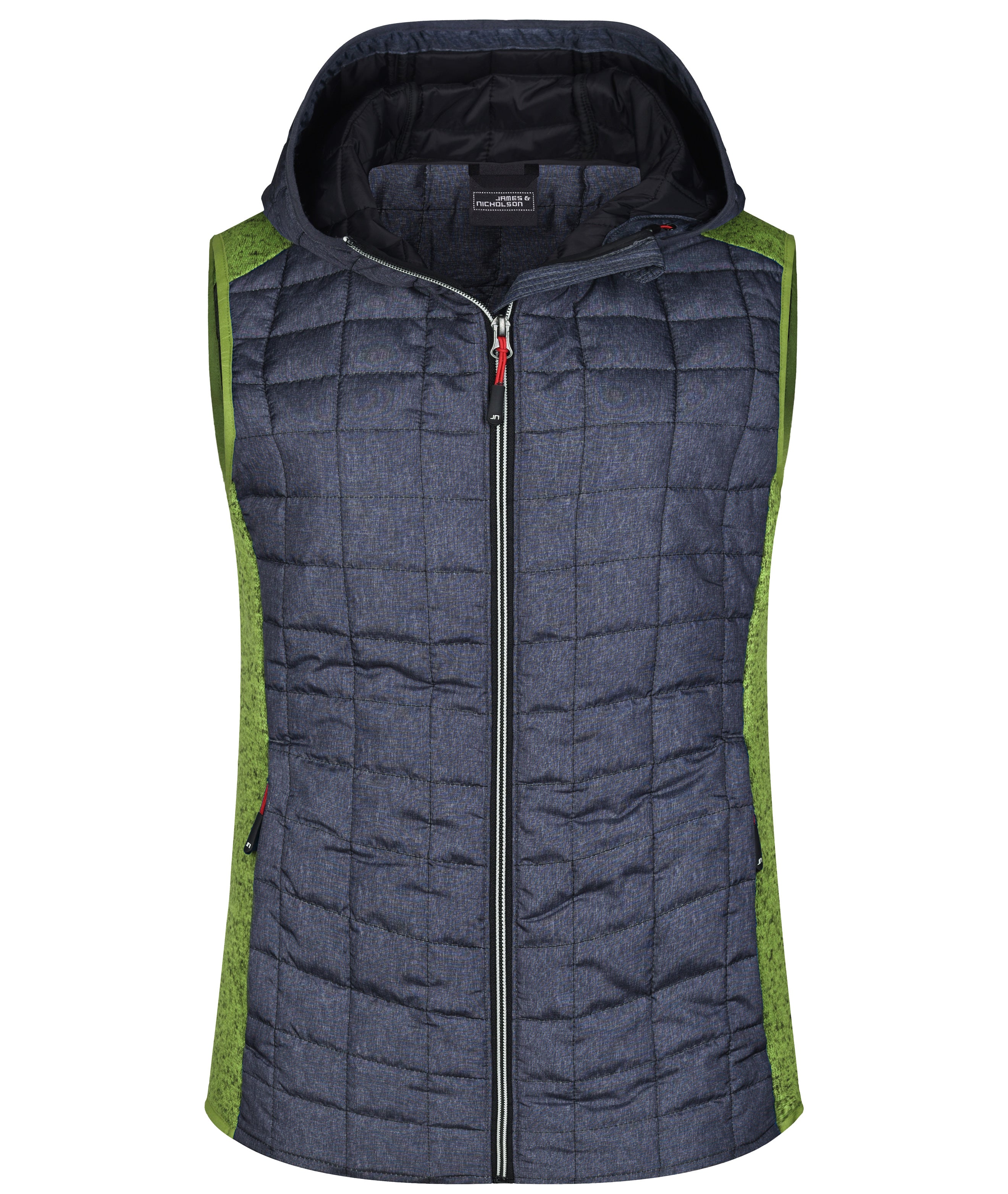 James & Nicholson Damen Strickfleece Hybridweste kiwi-melange/anthracite-melange
