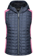 James & Nicholson Damen Strickfleece Hybridweste pink-melange/anthracite-melange