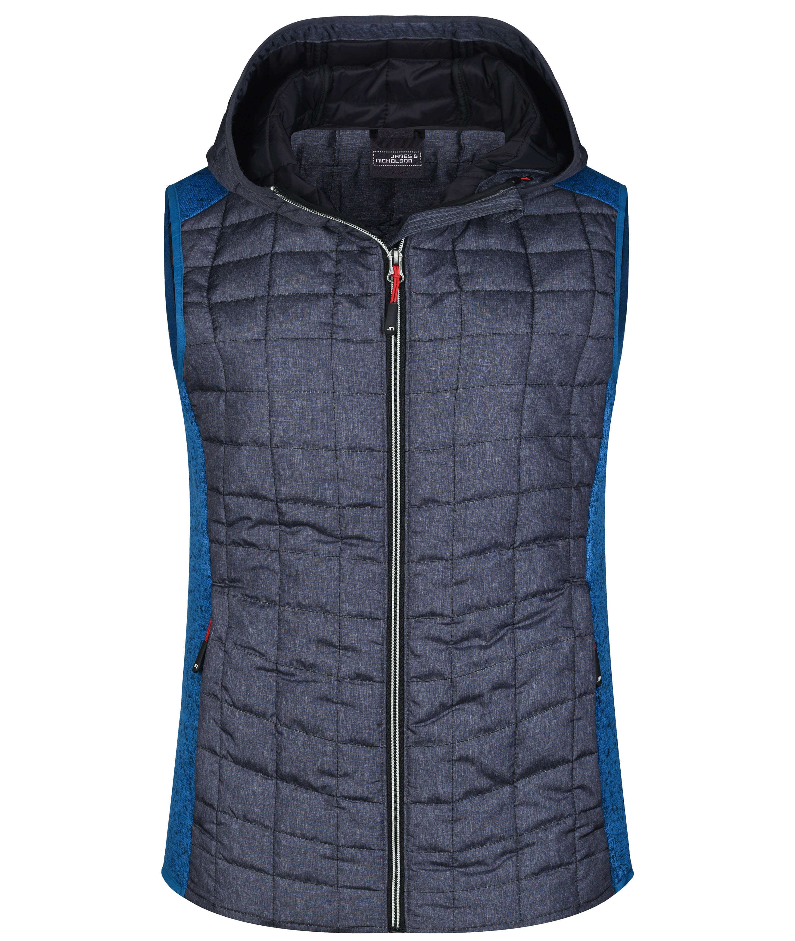 James & Nicholson Damen Strickfleece Hybridweste royal-melange/anthracite-melange