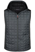 James & Nicholson Herren Strickfleece Hybridweste grey-melange/anthracite-melange