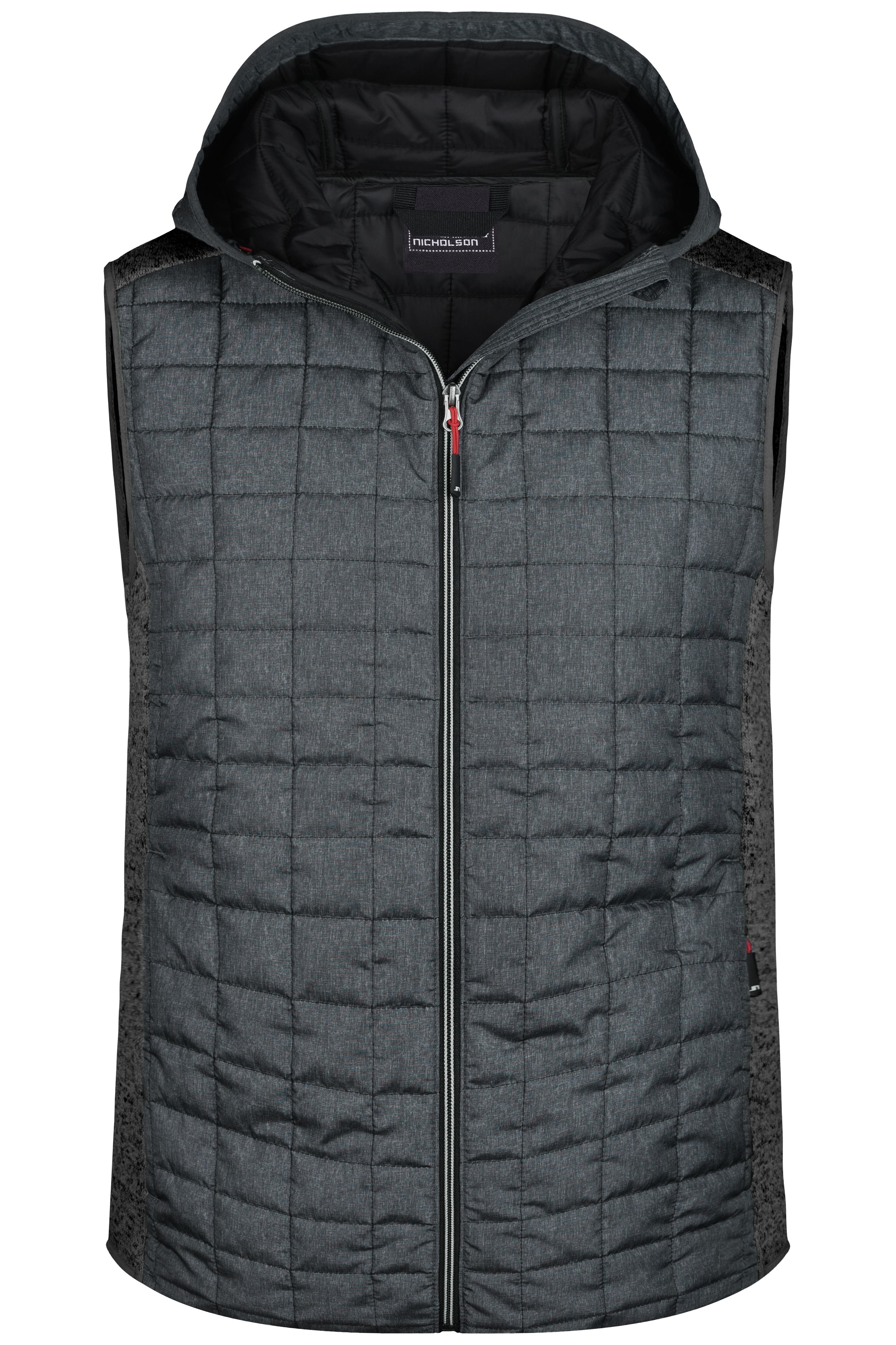 James & Nicholson Herren Strickfleece Hybridweste grey-melange/anthracite-melange