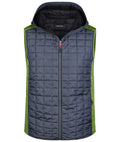 James & Nicholson Herren Strickfleece Hybridweste kiwi-melange/anthracite-melange